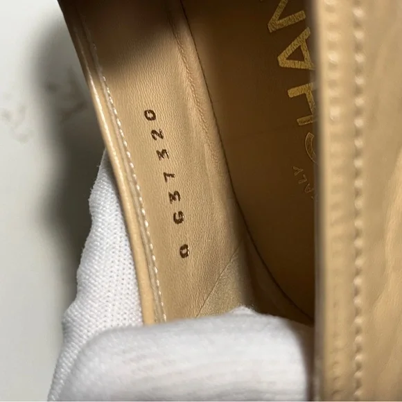 CHANEL Beige Leather Loafers with Black Cap Toe and Gold CC - Picture 12 of 16